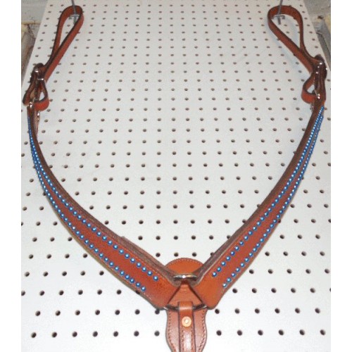 Chestnut Leather Breast Collar With Turquoise Spots